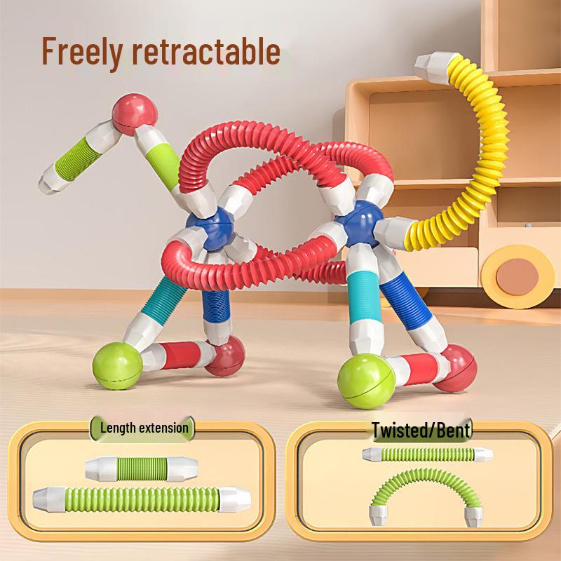 Cross-border Telescopic Twist Magnetic Building Blocks for Kids - Educational, Large Particle Assembly
