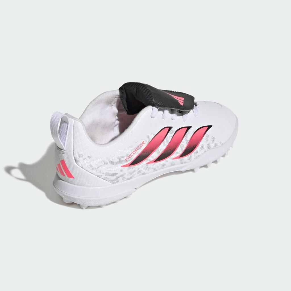 adidas Predator Club Fold-Over Tongue Elastic Laces Turf Football Boots Kids IH2087 Kids' Performance Sports Shoes Cloud White / Solar Turbo / Core Bl