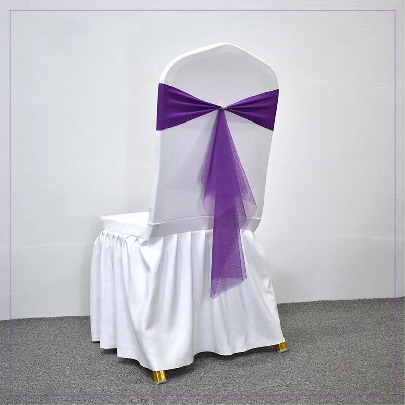 10/50 pièces Stretch Spandex Nœuds de Chaise avec Ruban Organza à Nouer Pour Banquet Fête Mariage Élastiques Écharpes de Chaise
