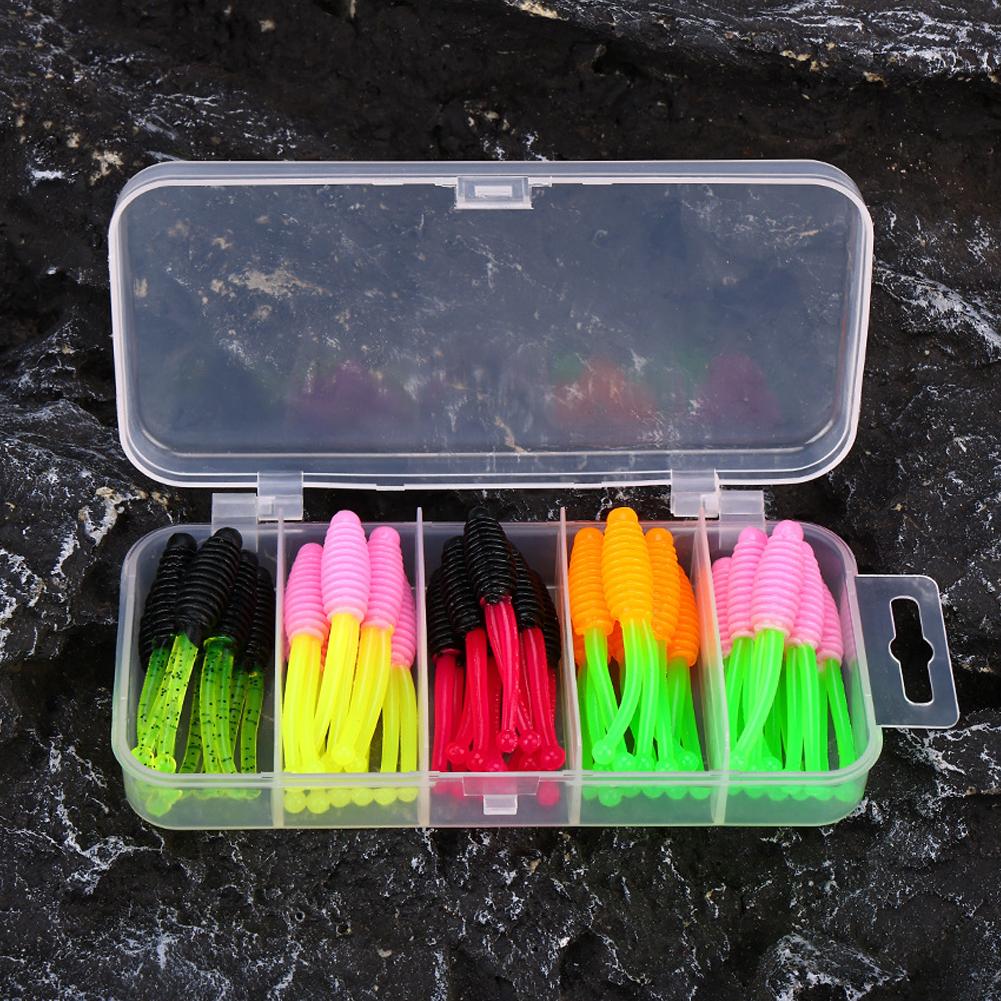 30pcs Soft Fishing Lures 50mm 1.2g Swimbaits Two-Tail Shaped Fishing Baits for Saltwater and Freshwater Bass Crappie Walleye