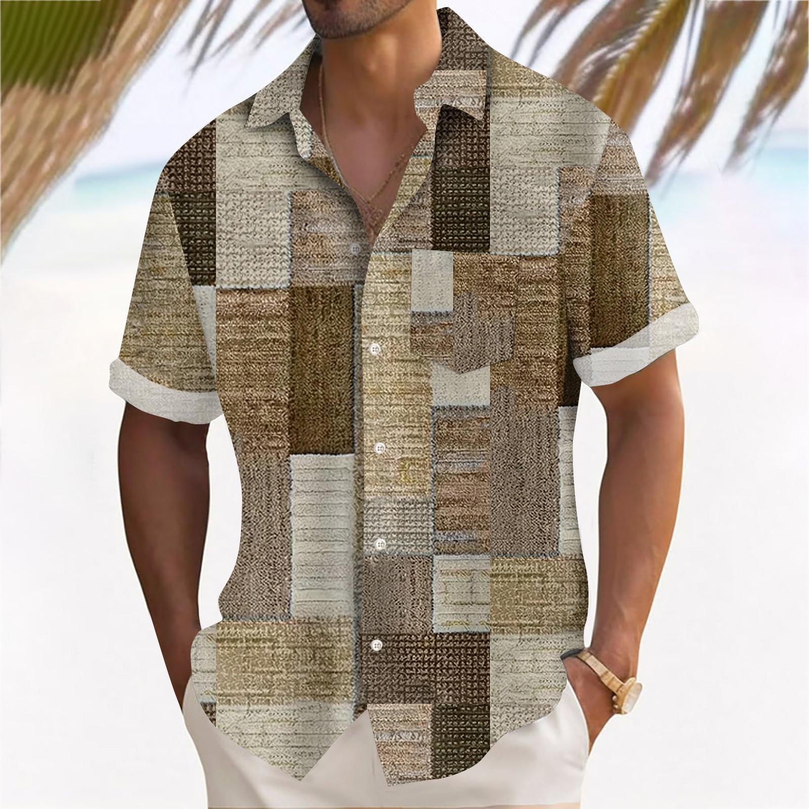 

Гавайская рубашка для мужчин, мужские винтажные рубашки для боулинга на пуговицах, летняя пляжная рубашка с коротким рукавом XL