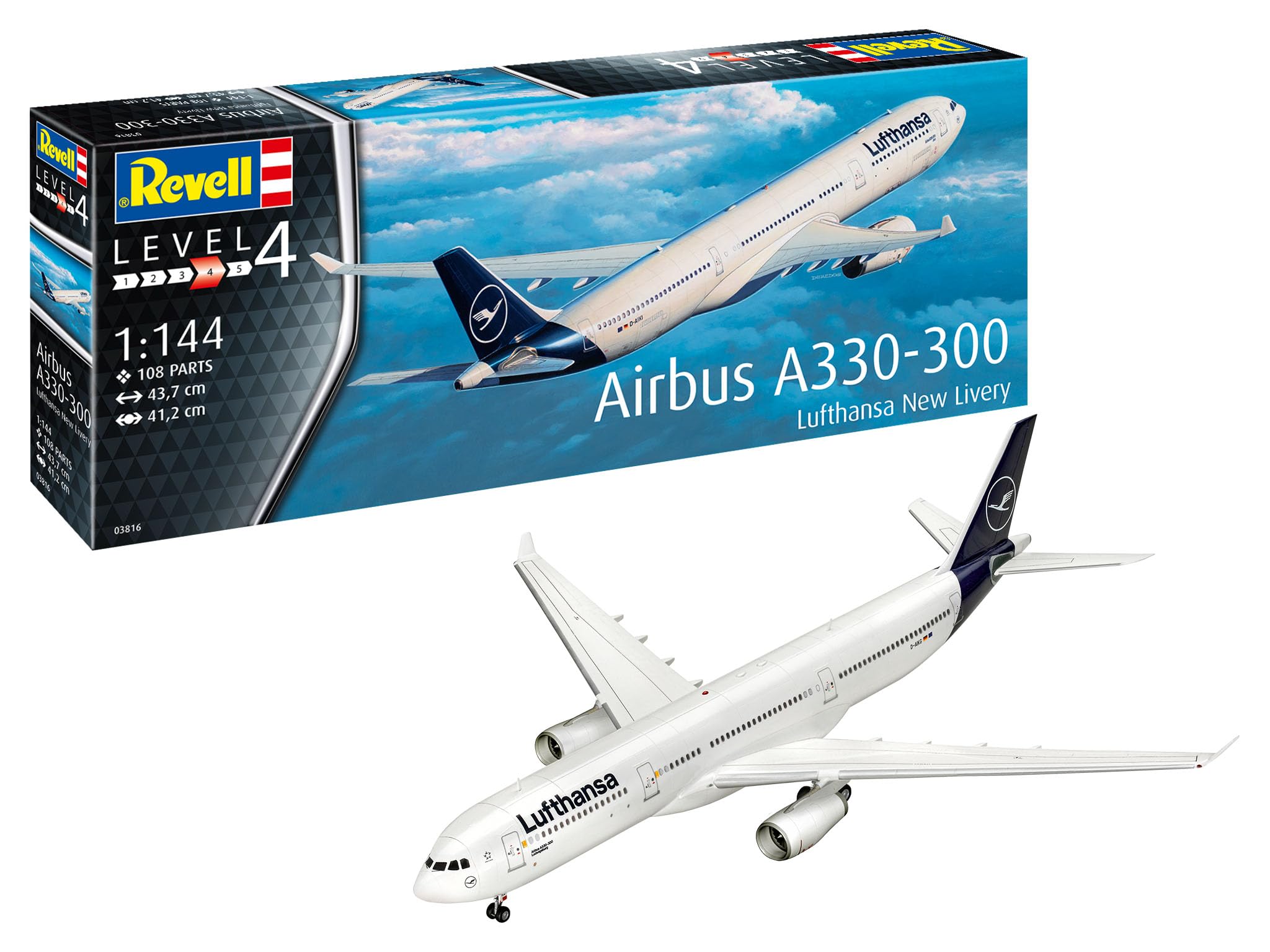 

German Revell 1/144 Scale Airbus A330-300 Lufthansa New Livery Plastic Model 03816