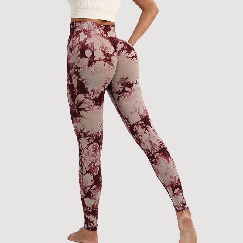 Women Seamless Tie Dye Yoga Leggings High Waist Fitness Sexy Fashion Leggings Exercise Running Lifting Buttocks Cycling Leggings
