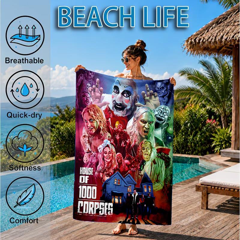 Clown Horror Beach Towel, Microfiber Beach Towel, Perfect For Pool, Beach, Travel, Home Decor Beach Party Fan gifts