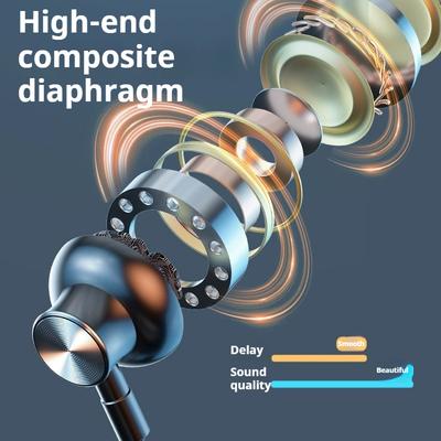 HD Screen 50H Play Time HiFi Sound Bluetooth Earphones with HD Mic Earbuds Wireless Headphones Sports Gamer Neck-hanging Headset