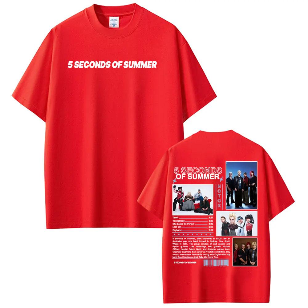 Band 5 Seconds of Summer World Tour Merch T Shirt Unisexs Clothing Fashion Hip Hop Style T Shirts 100 Cotton Short Sleeve Tshirt
