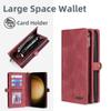MEGSHI 017 Series For Samsung Galaxy S24 Ultra Case Zipper Wallet Detachable Letaher Phone Bag
