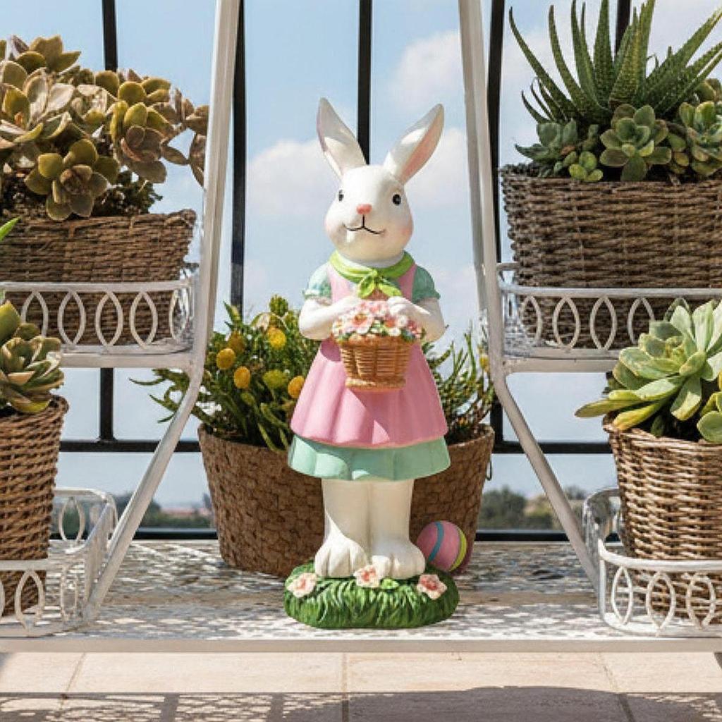 Osterhase Figur Statue Standup Rustikal Tier Skulptur Dekor für Regal Schlafzimmer Festival