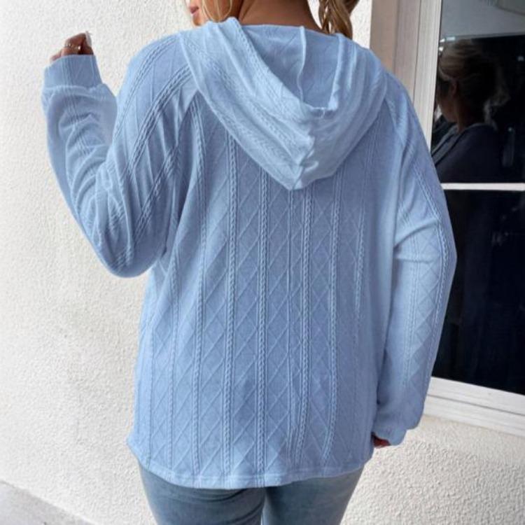 Oversized Hooded Sweatshirt Women Pullover Knit Sweater Casual Fall Top Long Sleeve with Pocket