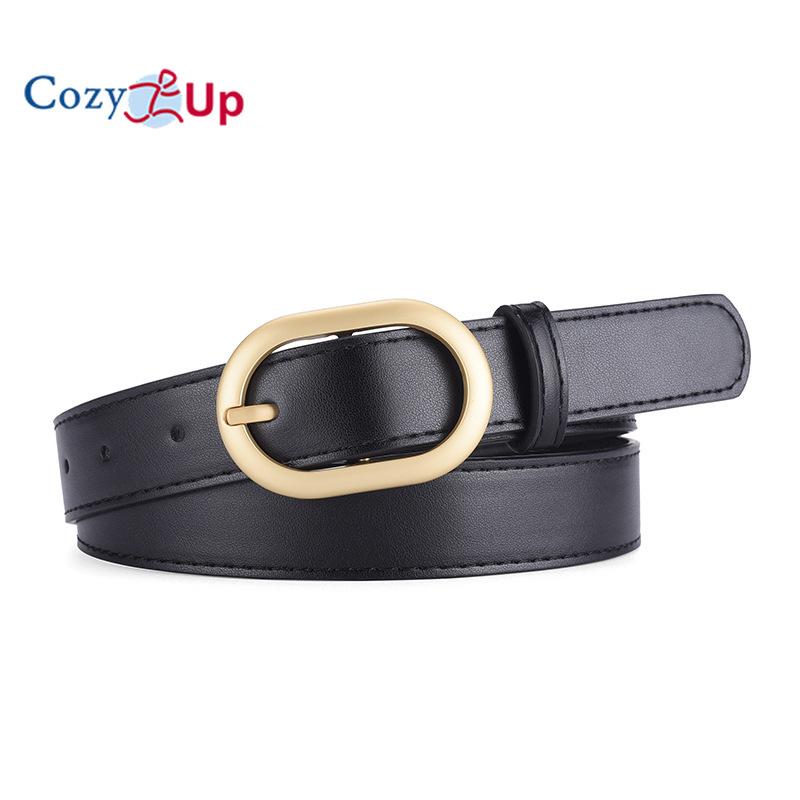 Women's oval PU belt with outer waistband