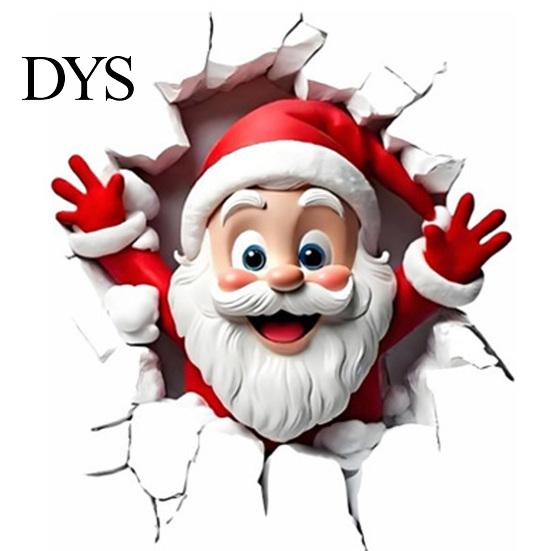 Seasonal Wall Decor for Office Christmas Sticker, 3D Santa Claus Break Through Decal, Easy Peel Decorative Stickers Toilet & Stick Holiday Home Window