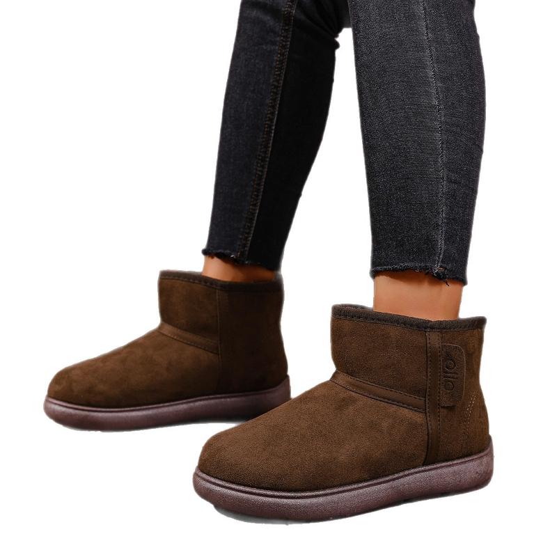 Winter Thick Bottomed Lined Large Head Snow Boots Comfortable Women Warm Short Tube Bread Cotton Shoes Round Toe Boots for Women