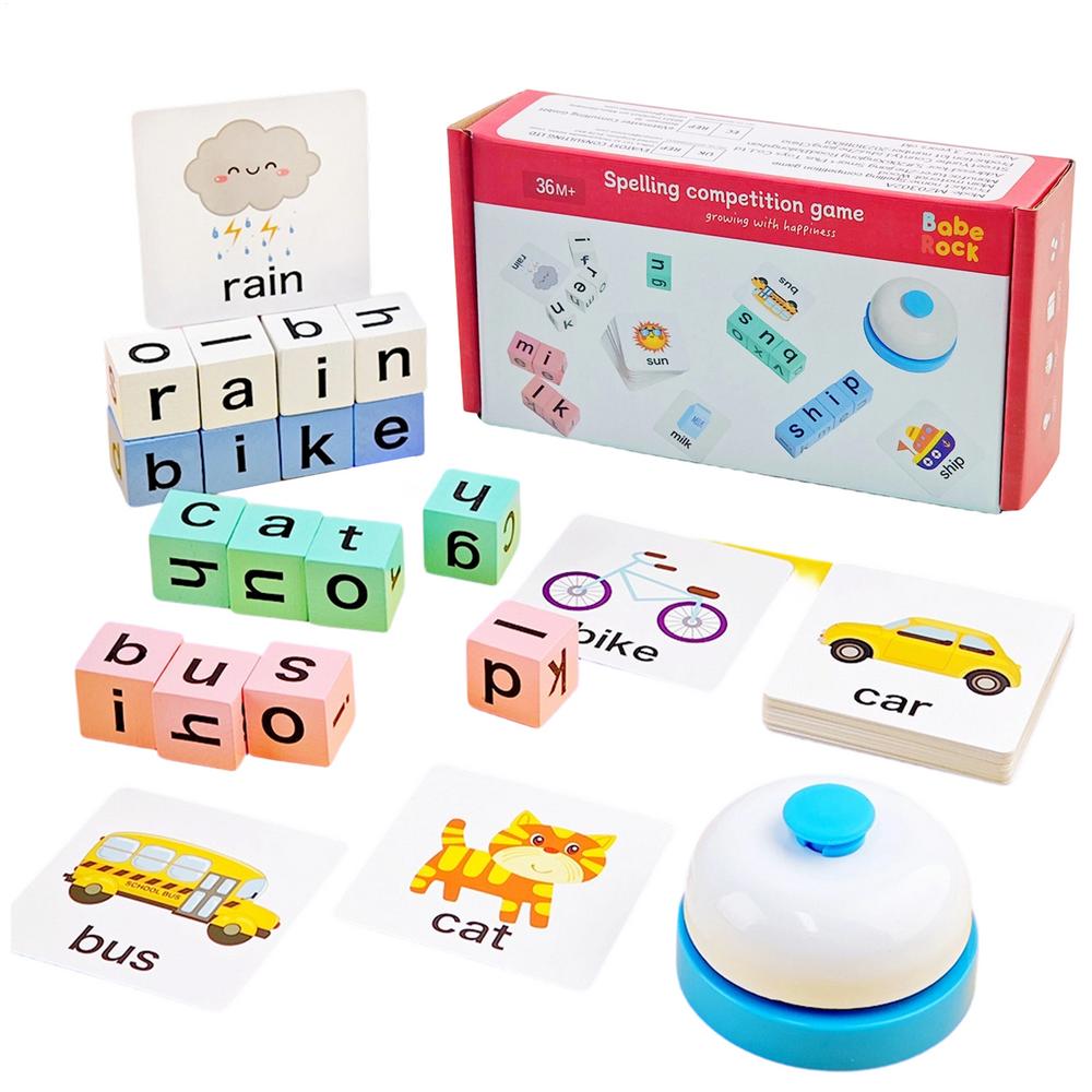 Kids Word Card Games Colorful Educational Preschool Puzzle Playing Toy Spelling Games Card for Home House Kindergarten Classroom