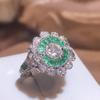 Bling Bling Green/White Cubic Zirconia Rings Women Gorgeous Wedding Party Finger Accessories High Quality Fashion Jewelry