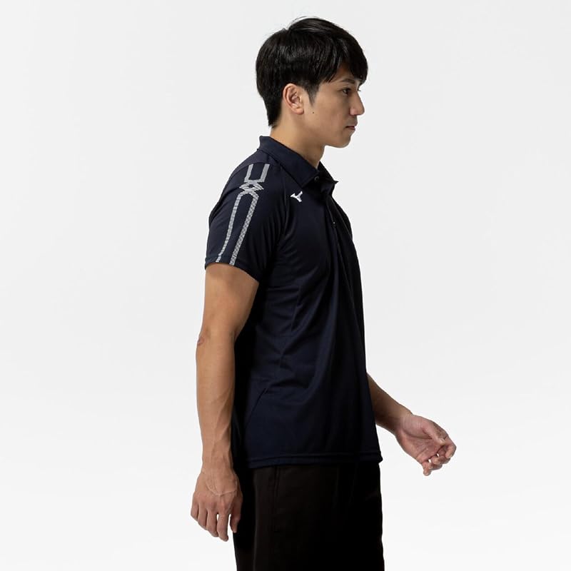 Training wear polo shirt, moisture-wicking, quick-drying, 32MAC176, unisex, deep navy, XL