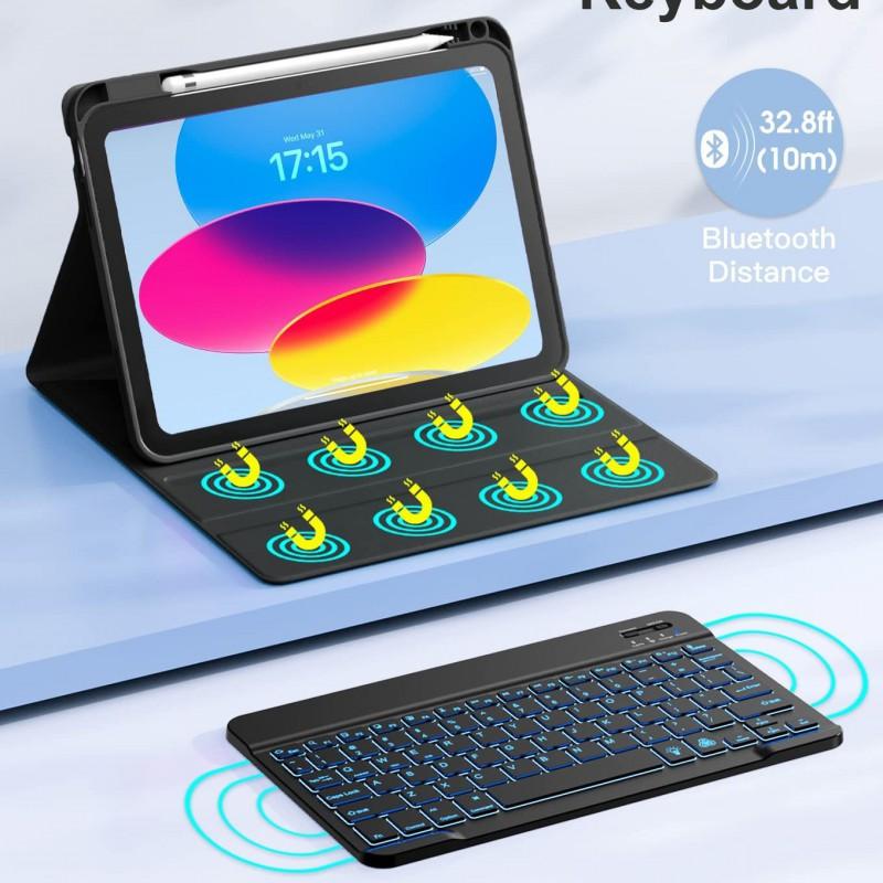 IPad Air 4/5 10.9 Inch Bluetooth Keyboard Case With Pen Slot TPU Cover Stand Sleep Function Anti-Shock