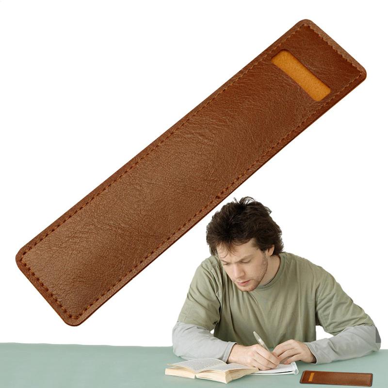 1PC Leather Pen Bag Fountain Pen Case Single Pen Pouch Sleeve Holder Pocket Protectors Pens Protection Bag Stationery