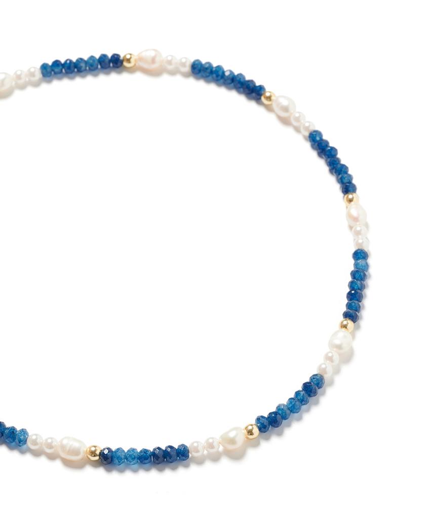 Polalita Blue And Pearl Bead Necklace (Plt-Nl-007_Na)