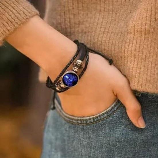 Homkilkn Constellation Bracelet - Rope List Band Braided Zodiac Spirit Leather Unisex Adults