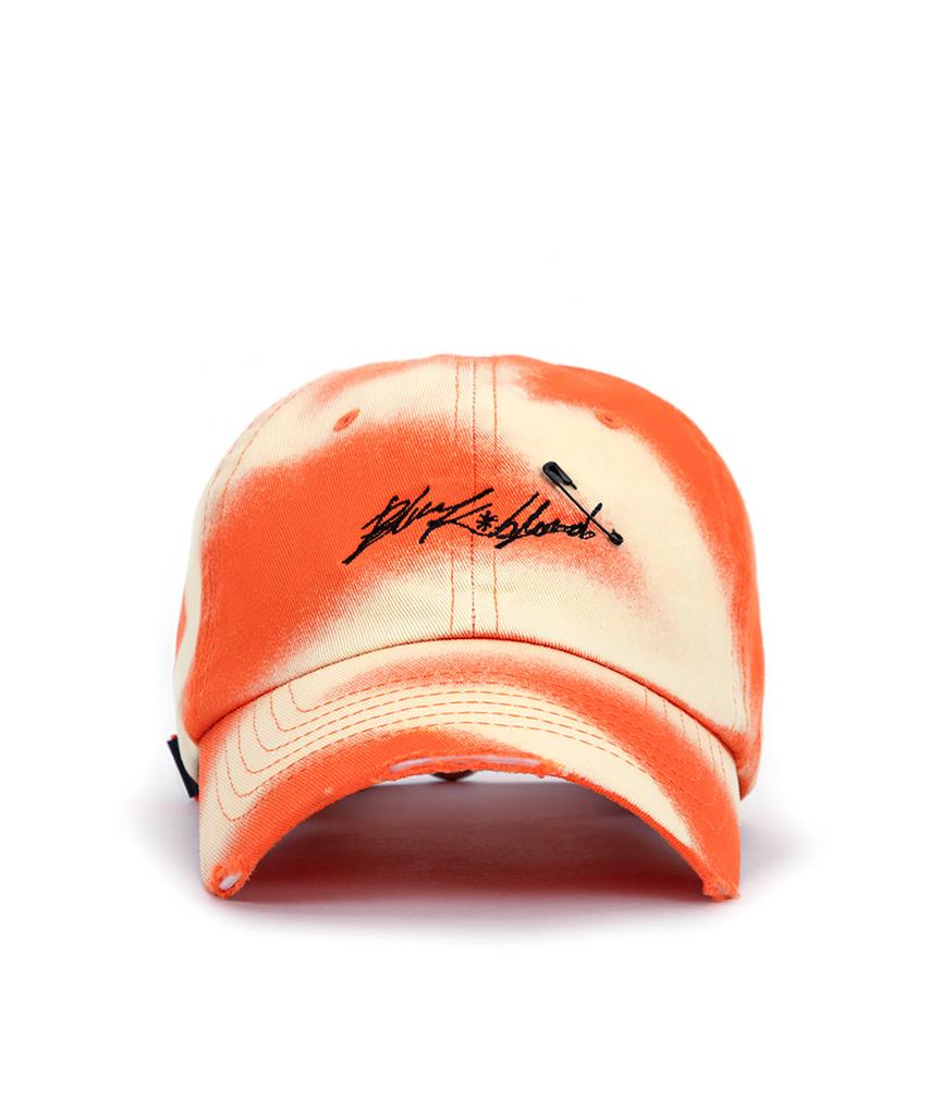 BLACKBLOND Bibbidi Horizon Bleached Script Logo Cap (Orange)