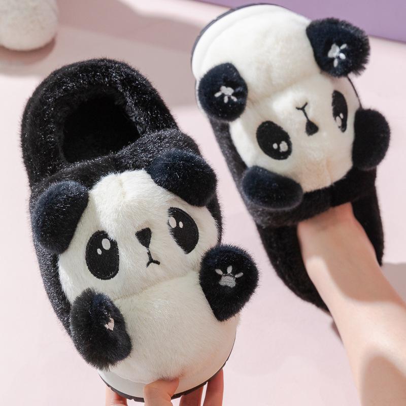 

Fashion New cuddly panda shoes women s winter loafers slides slippers woman fluffy slip on shoes ladies animal warm fuzzy home slippers 36-37