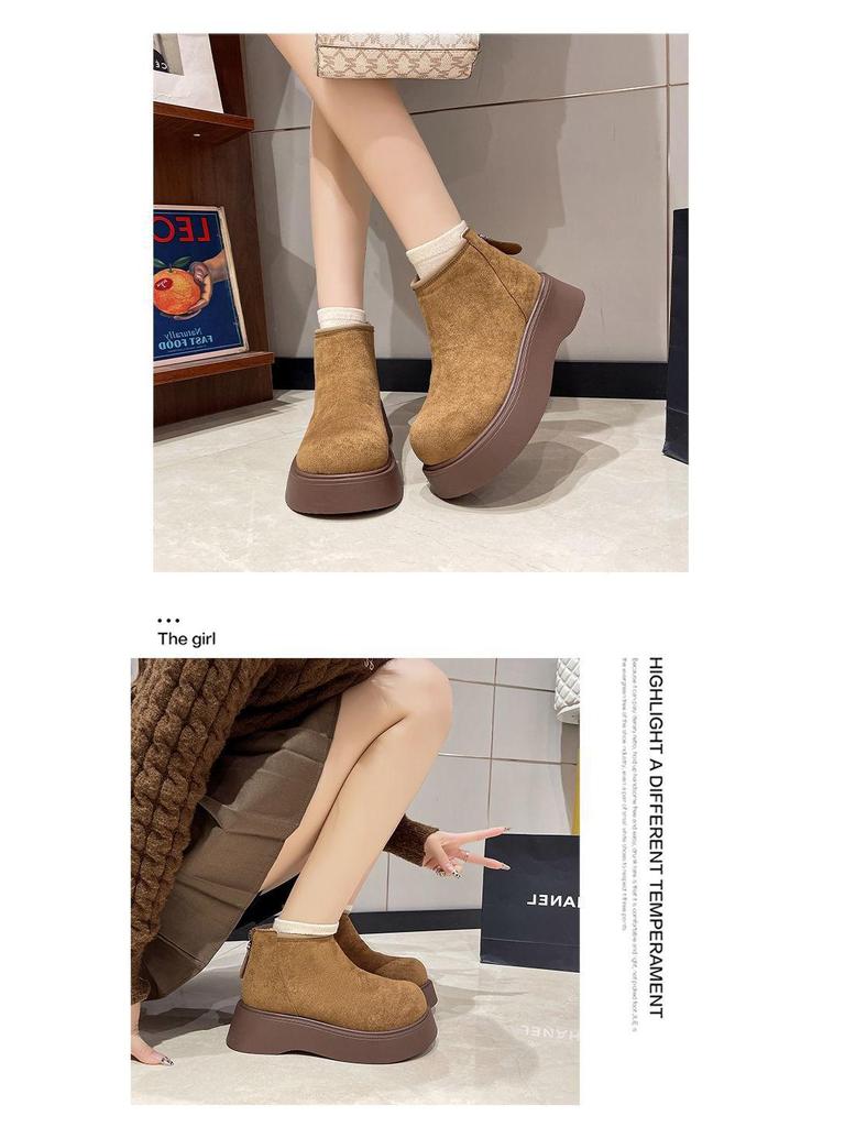 Women's Mary Jane Snow Boots - Plush, Thick-Sole, Height-Boosting, Non-Slip, Warm Winter Shoes for Petite Sizes.