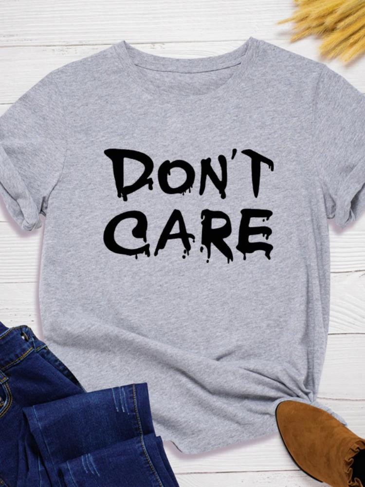 Women T Shirt Don't Care Letter Print T Shirt Women Short Sleeve O Neck Loose Tshirt Summer Women Tee Shirt Tops Mujer