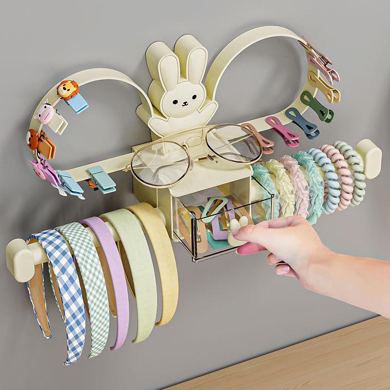 Wall-mounted Hair Accessory Organizer and Storage Rack