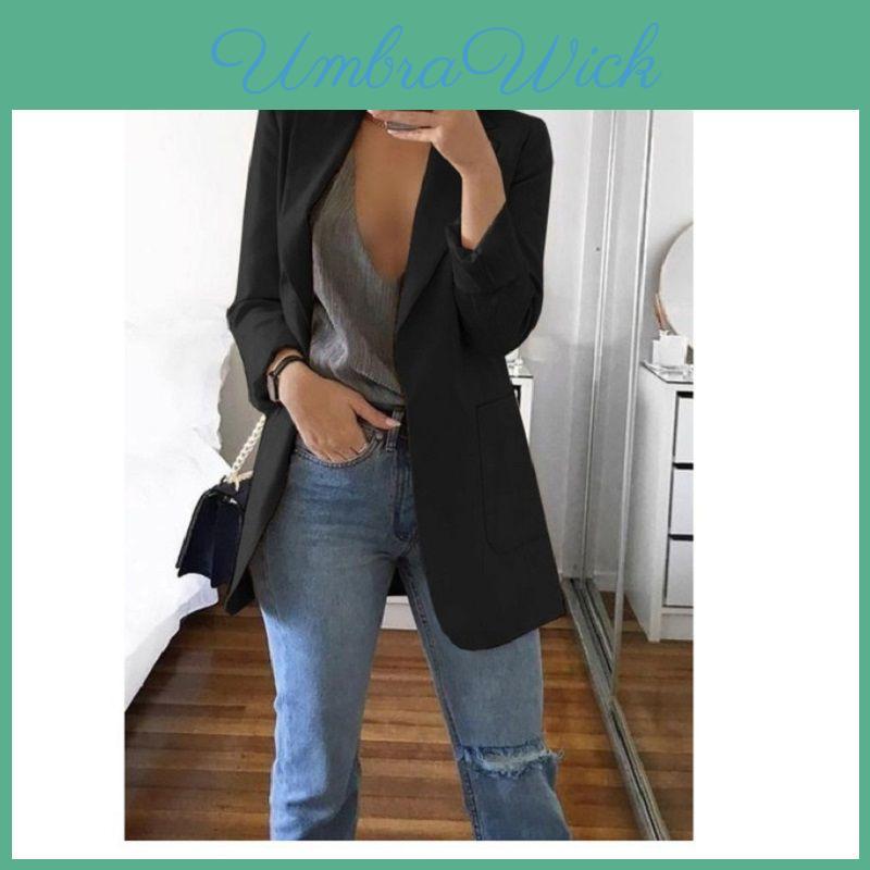 Loose Women Lapel Turndowncollar Long Sleeve Casual Blazer Outwear Women