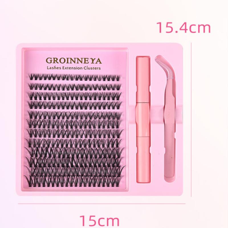 Single Cluster Diy Lash Extension Kit Natural Volume Includes Eyelash Tweezers Bonding Glue For Salon-Quality Results At Home