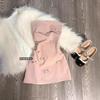 Korean Pink 3D Bow Strapless Dress - Spring/Summer Waist-Cinching Short Skirt for Women
