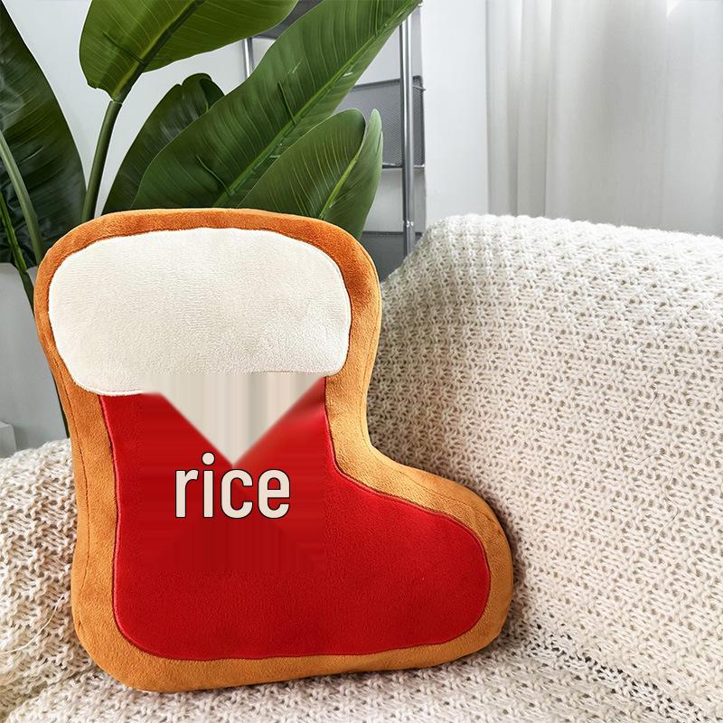 Christmas Holiday Decoration: Tree Plush, Apple Peace Wreath, and Gingerbread Man Throw Pillow.