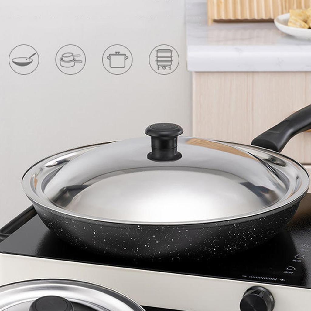 Stainless Steel Pot Lid Universal Frying Round Skillet Construction Airtight Seal with Easy