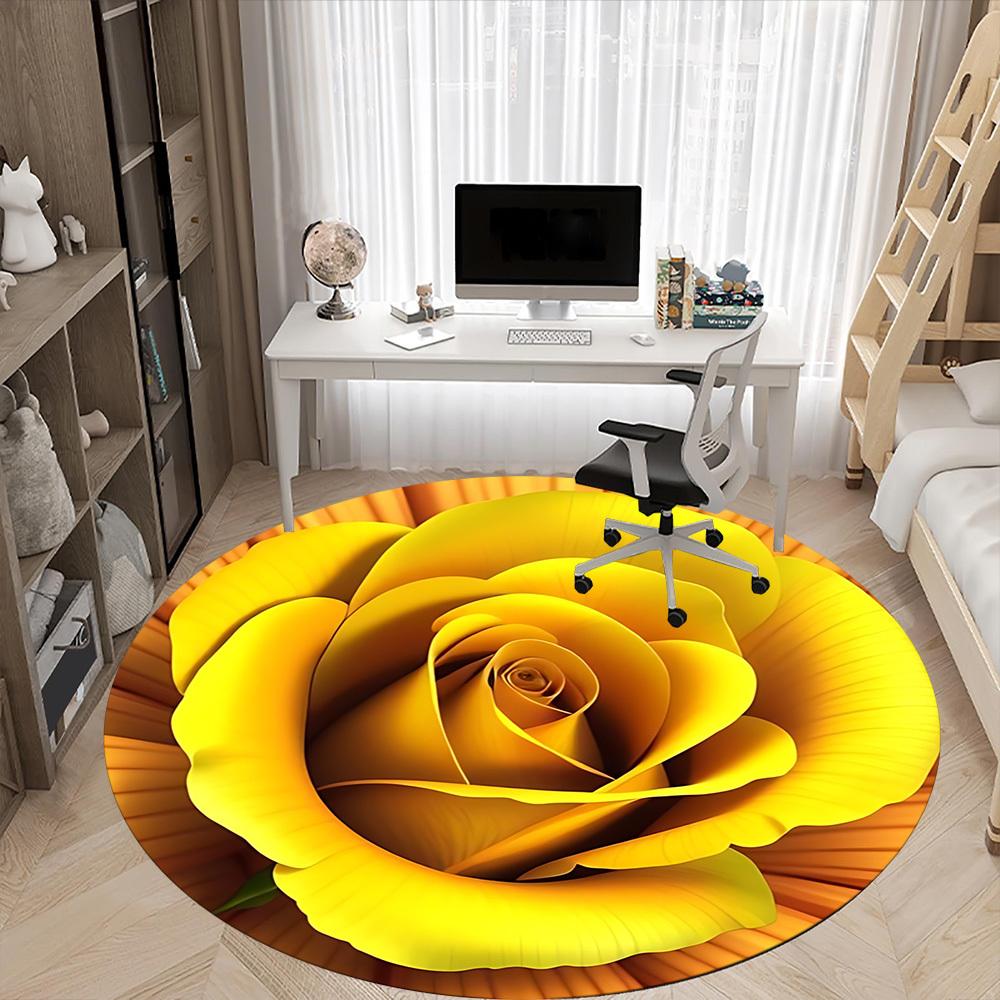 1 Stück Gelbe Rose Stuhlteppich für das Büro, Rutschfest, Weich und Langlebig, Perfekt für das Büro yy260131025