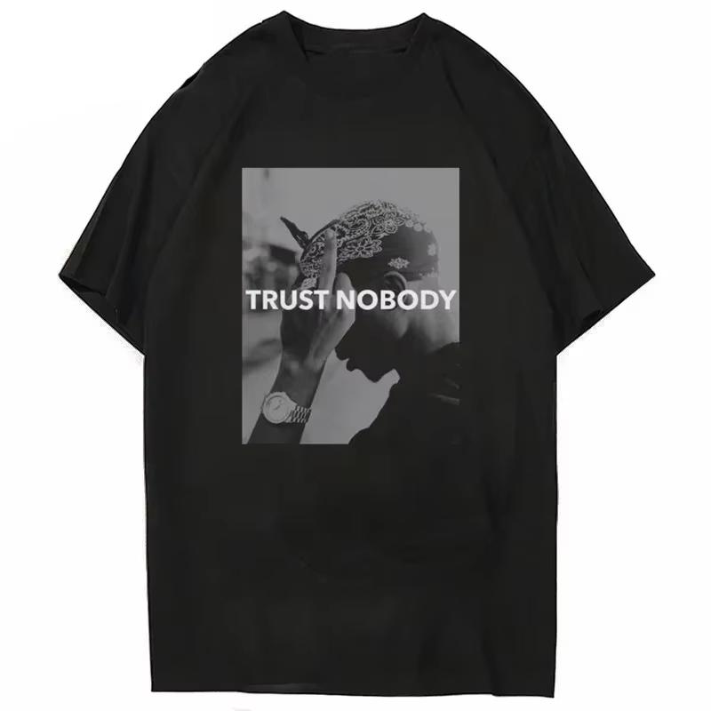 Rap Singer Tupac 2pac Hip-hop Streetwear Oversized Sleeve T-shirt 2025 Summer Fashion and WoKids Cotton T-shirt