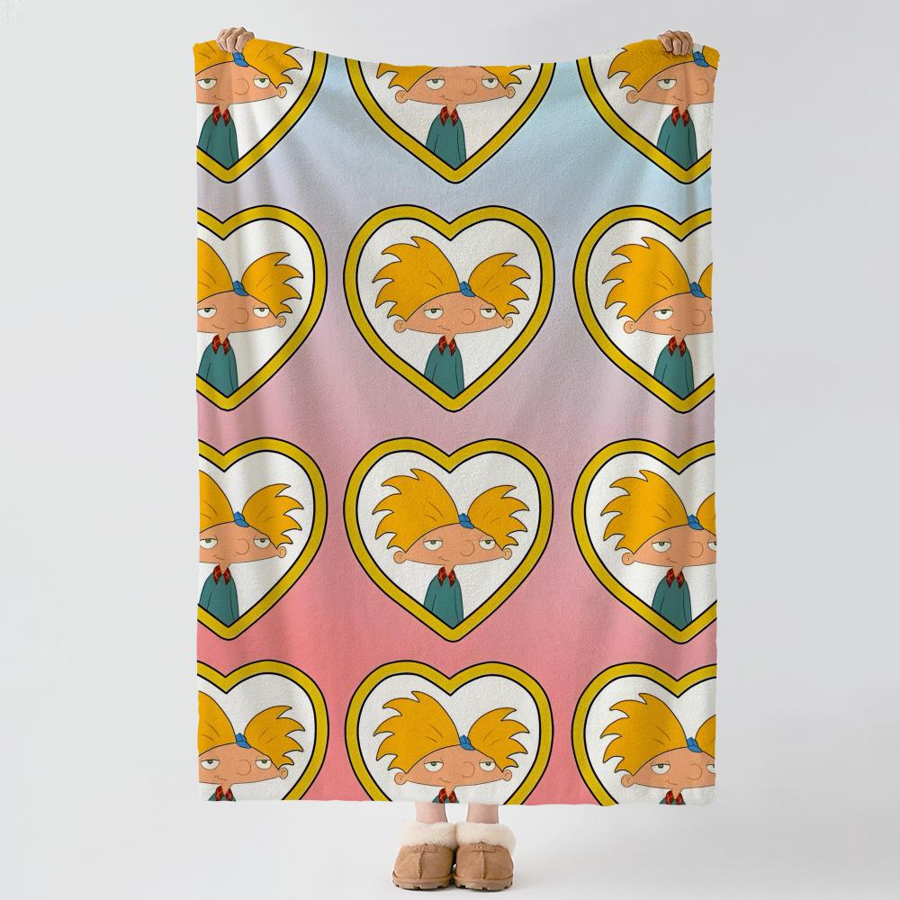 cartoon H-Hey Arnold!-! Throw Thick Comfort Flannel Quilt, Multi-scene Use Indoor Outdoor Daily Nap