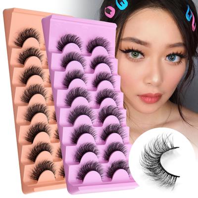 8 Pairs Of Colored Bottom Supports, High Imitation Mink Hair False Eyelashes, Thick Curled Simulated Eyelashes