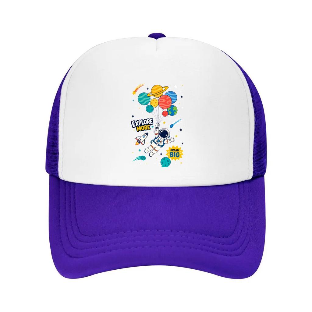 Playful Astronaut Orbit Adventure Gr Mesh Baseball Cap Casual Hat Outdoor For Womens Unisex FeUnisex