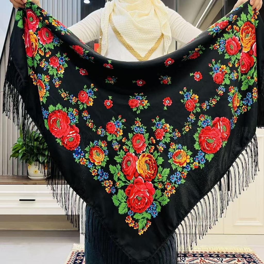 Women's Versatile Russian Ethnic Scarf - Spring/Autumn Shawl for Travel Photography