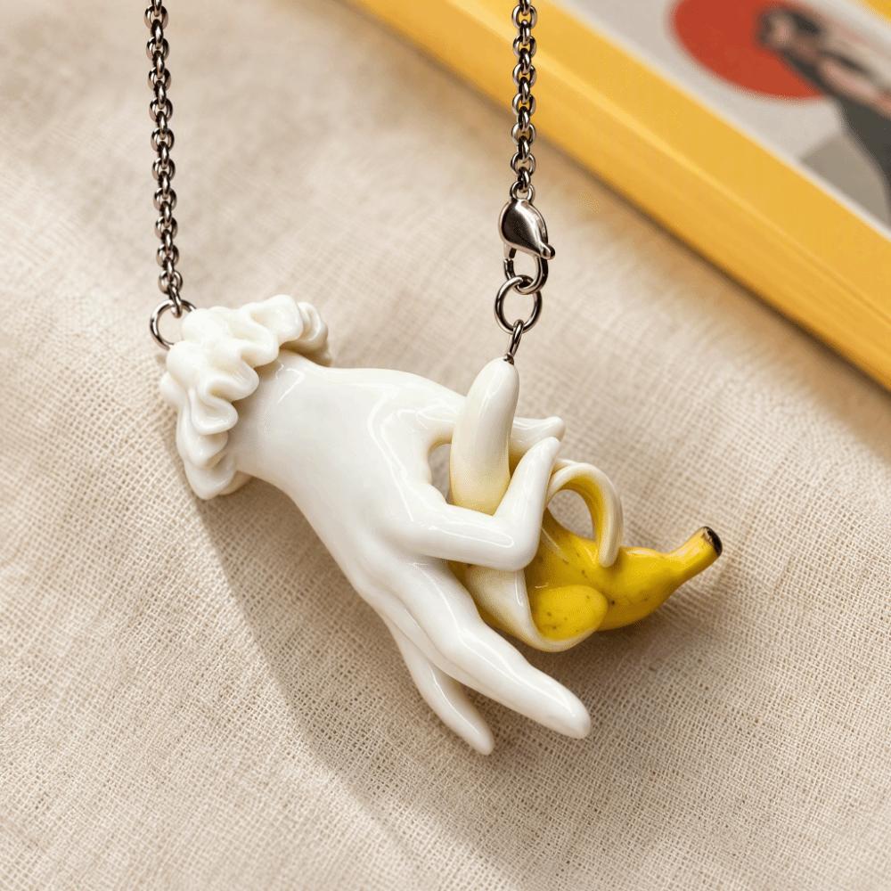 3D Shape Fruit Pendant Necklace Quirky Design Banana Shaped Necklace Banana Pendant  Party Wear