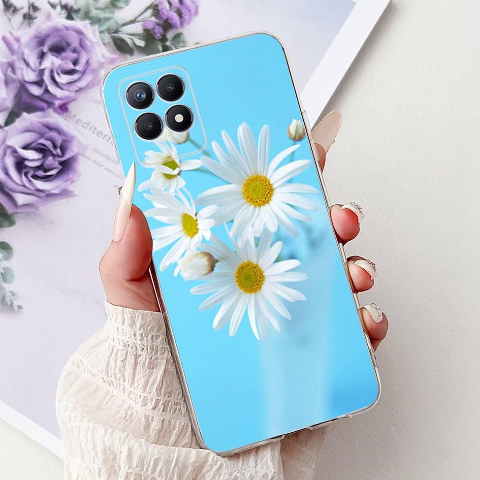 Clear Cover For Realme 8i Case RMX3151 Luxury Butterfly Love Flowers Cool Painted Phone Case For Realme Narzo 50 RMX3286 Cover
