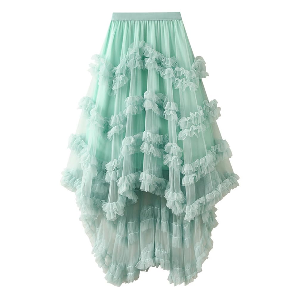 KANO SEIKA Tulle Irregular Flare Plus Elastic High Perfect for Stage and Piano Performances Women's Skirt, Long, Skirt, Lined, A-Line, Size, Waist,