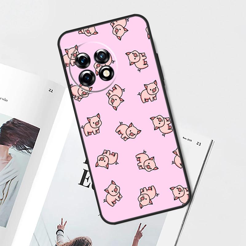 cute pig Case For OnePlus 12 11 9 10 Pro 8T 9R 10T 10R 12R OnePlus Nord 2 2T N20 N10 CE 3 Lite Cover