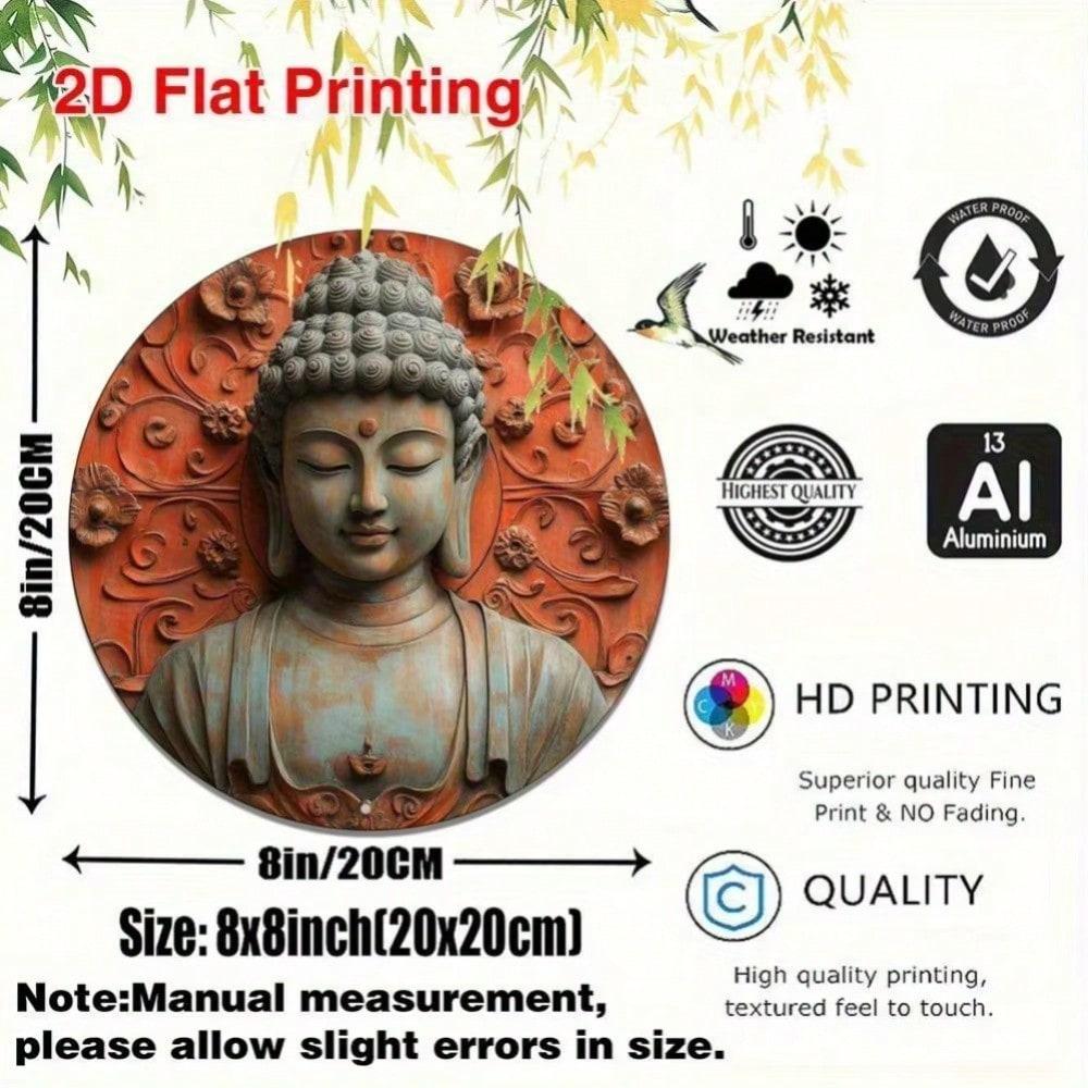 Iron Wall Art Buddha Lotus Metal Sign for Home Decor Office Garden Bar 20x20