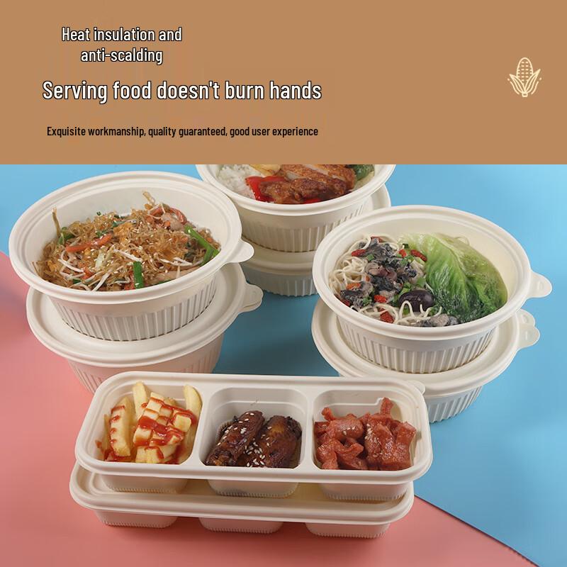 Biologisch abbaubare Take-away-Behälter aus Maisstärke mit Deckeln