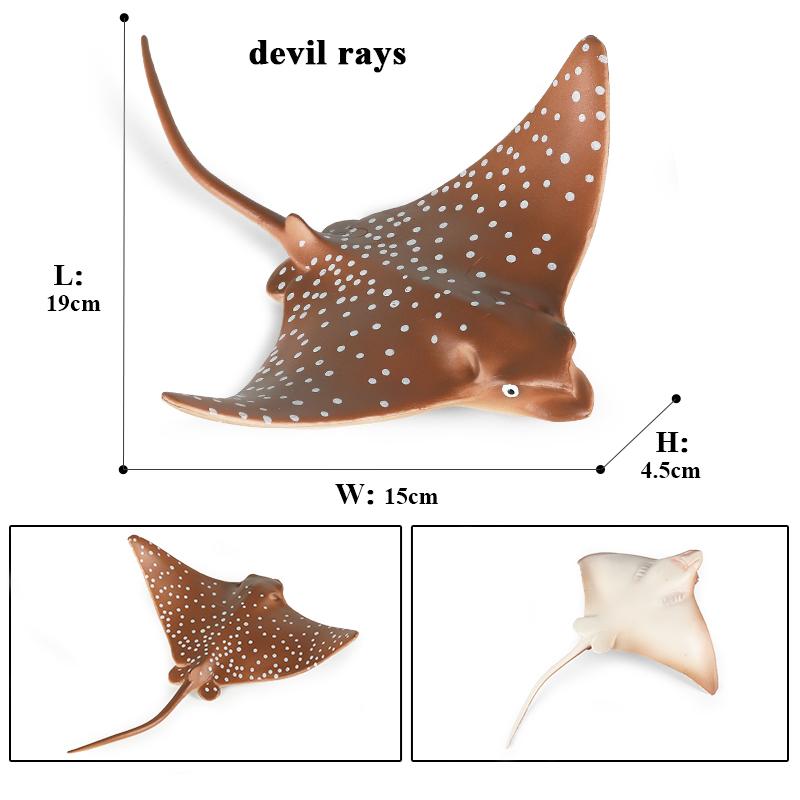 Oenux 10PCS Sea Life Animals Ray Devilray Mantaray Model Action Figures Figurines Ocean Marine Aquarium Education Kids Toy Gift