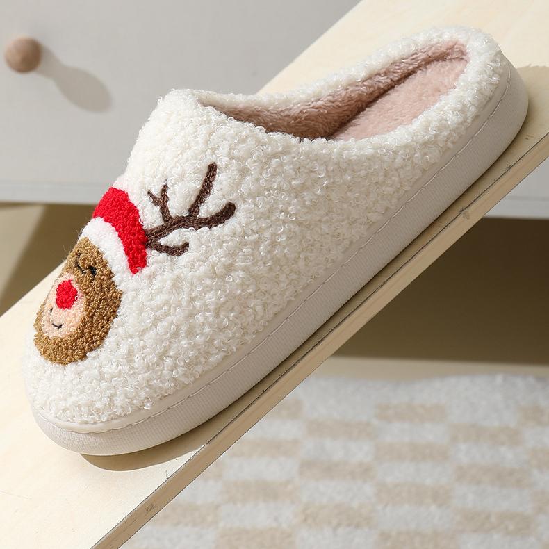 New Comfortable Home Cute Cartoon Santa Claus Winter Cotton Slippers for Men/Women Couples Warm Cotton Slippers
