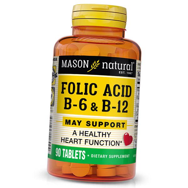 Folic Acid, Vitamins B6 and B12, Folic Acid B6 & B12, Mason Natural 90tab (36529045)
