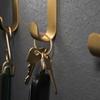 Sticky Brass Wall Hook Gold J Shaped Towel Hanger Clothes Hook for Kitchen Bathroom
