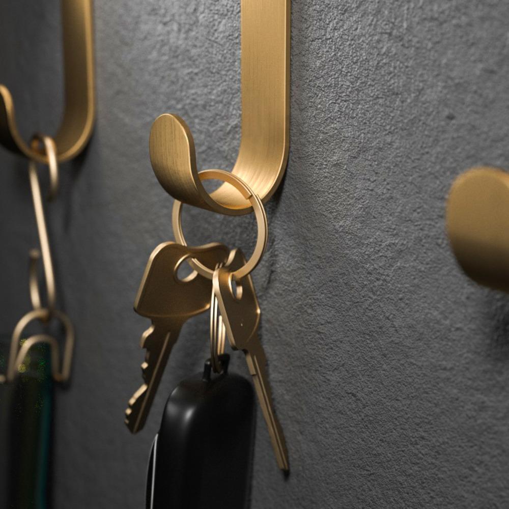 Gold Wall Hook Brass Coat Hook Sticky Furniture Hardware  for Kitchen Bathroom